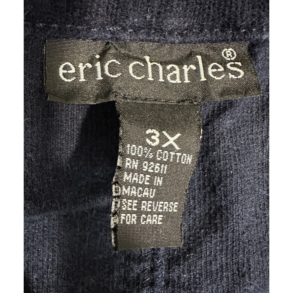 Vtg Eric Charles Pinafore Dress Womens 3X Blue Corduroy Cottage Jumper 90s - Picture 10 of 10